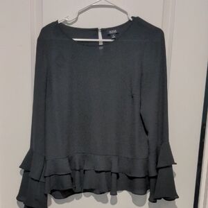 a.n.a Dark Gray Ruffled Blouse